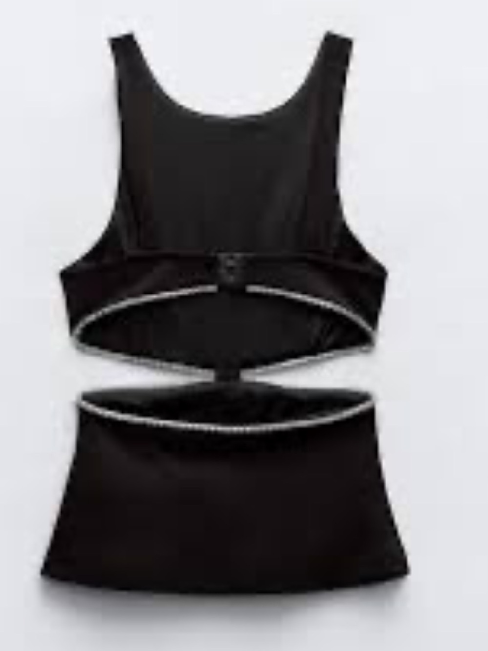 Zara Black Tank Top with Rhinestone Cutout Trim - Picture 6 of 9